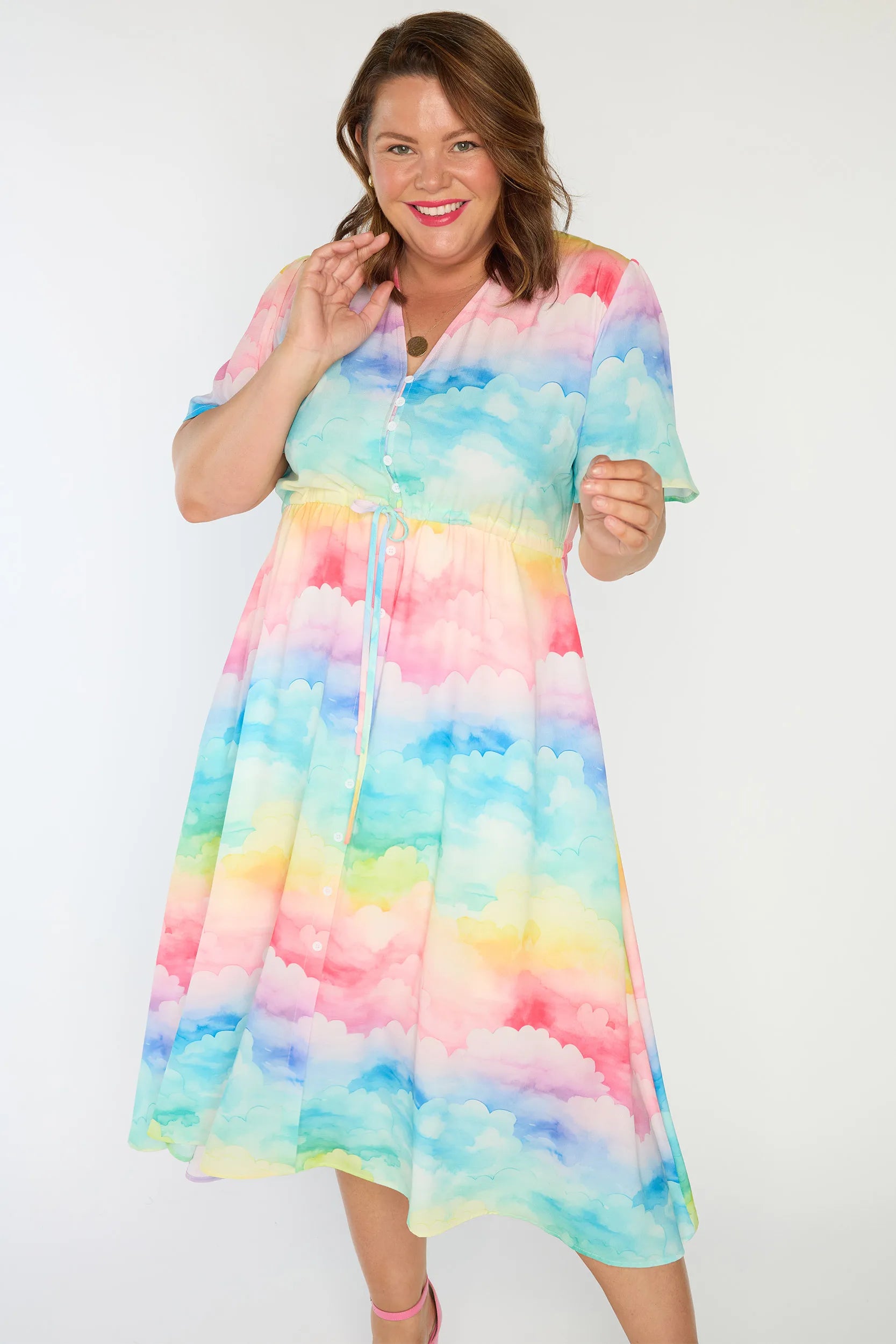 Marley Rainbow Clouds Dress – Rainbow Clouds midi dress