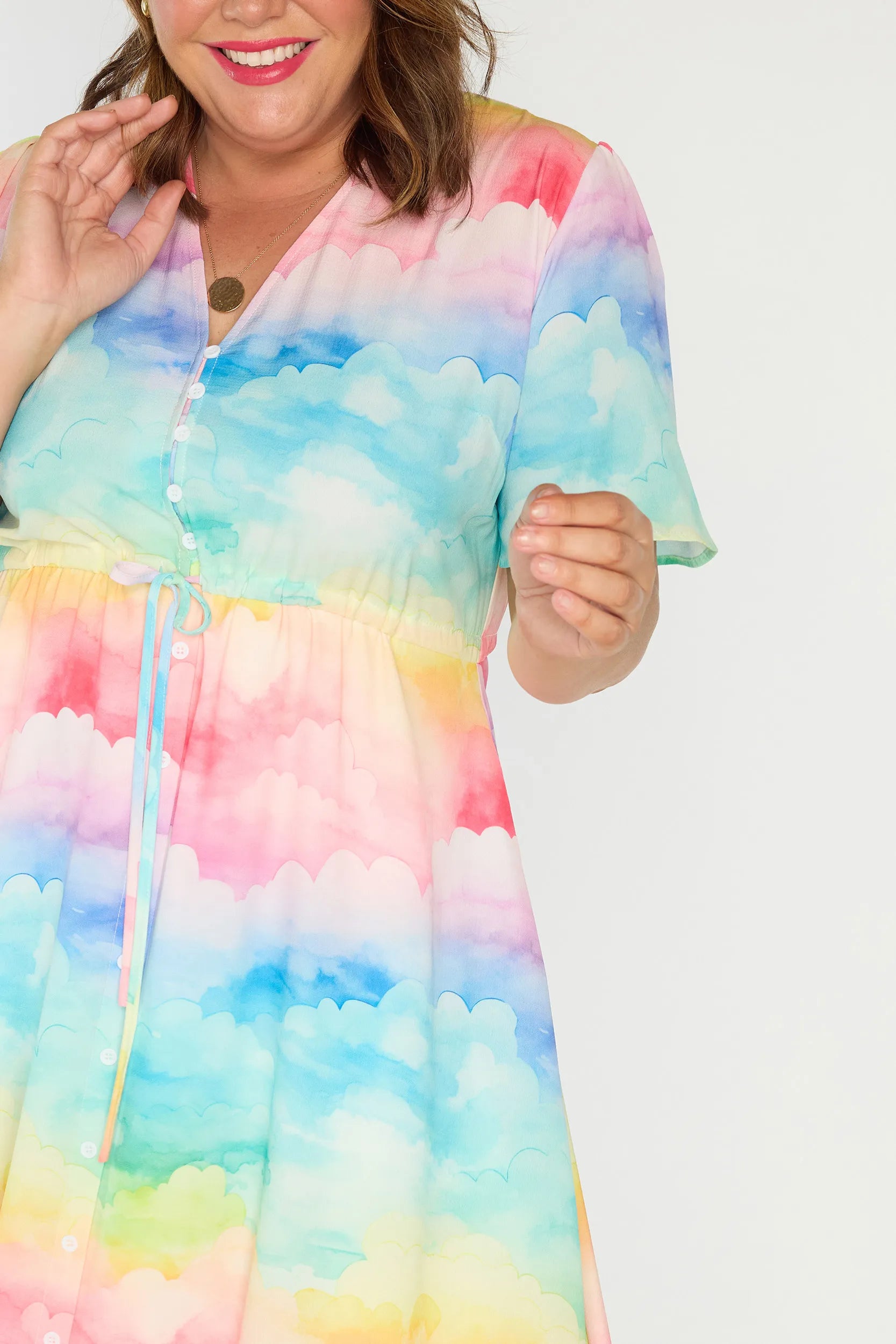 Marley Rainbow Clouds Dress – Rainbow Clouds midi dress