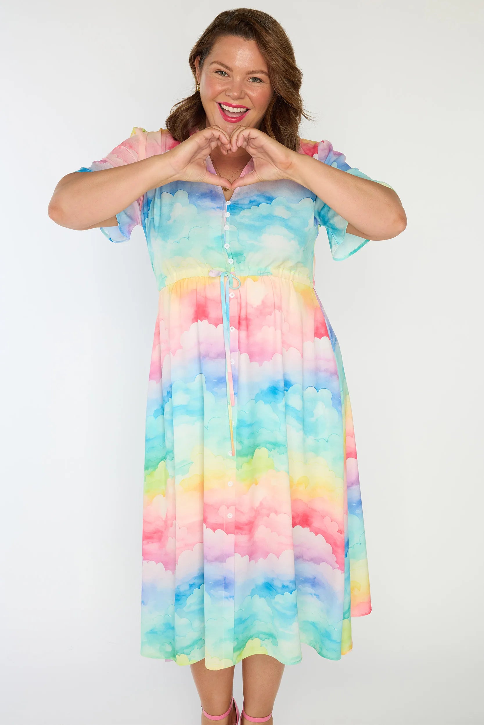 Marley Rainbow Clouds Dress – Rainbow Clouds midi dress