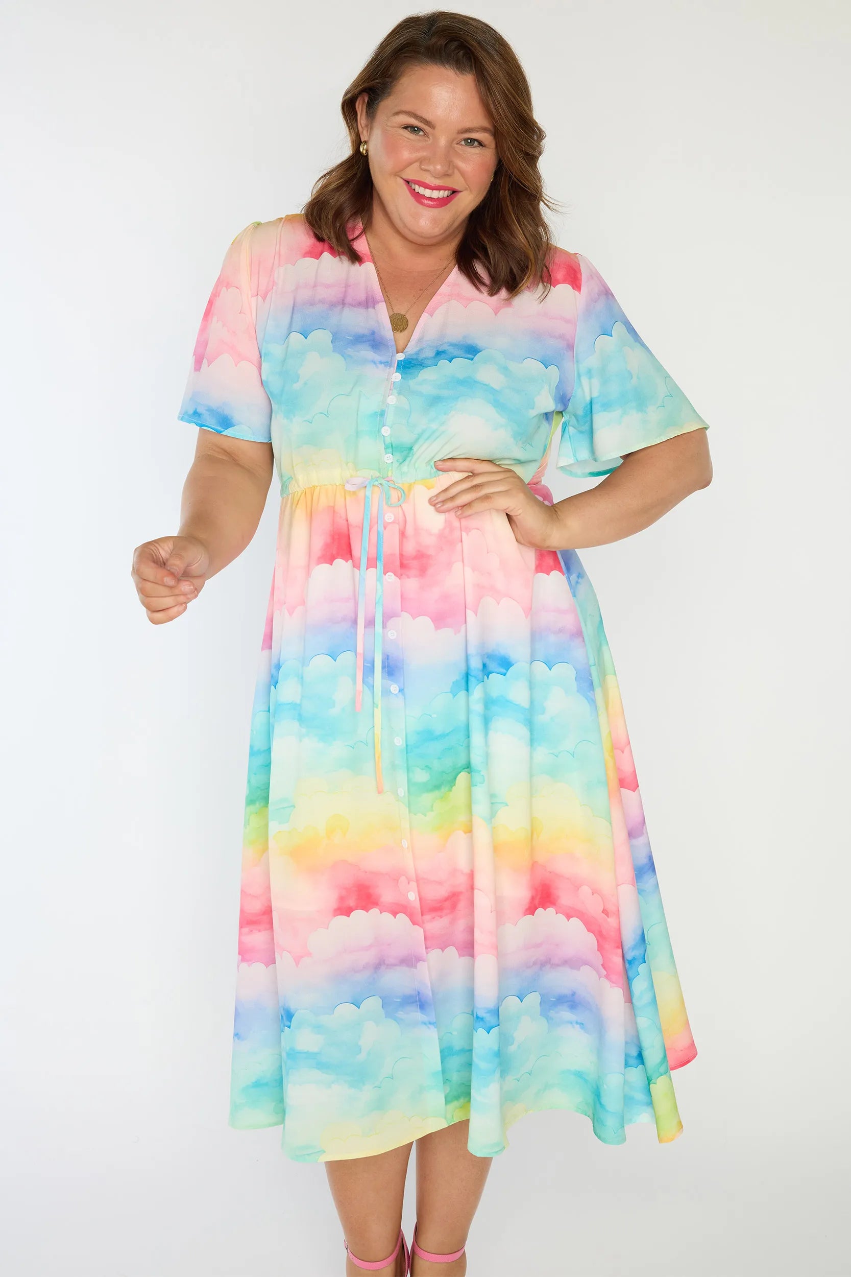 Marley Rainbow Clouds Dress – Rainbow Clouds midi dress