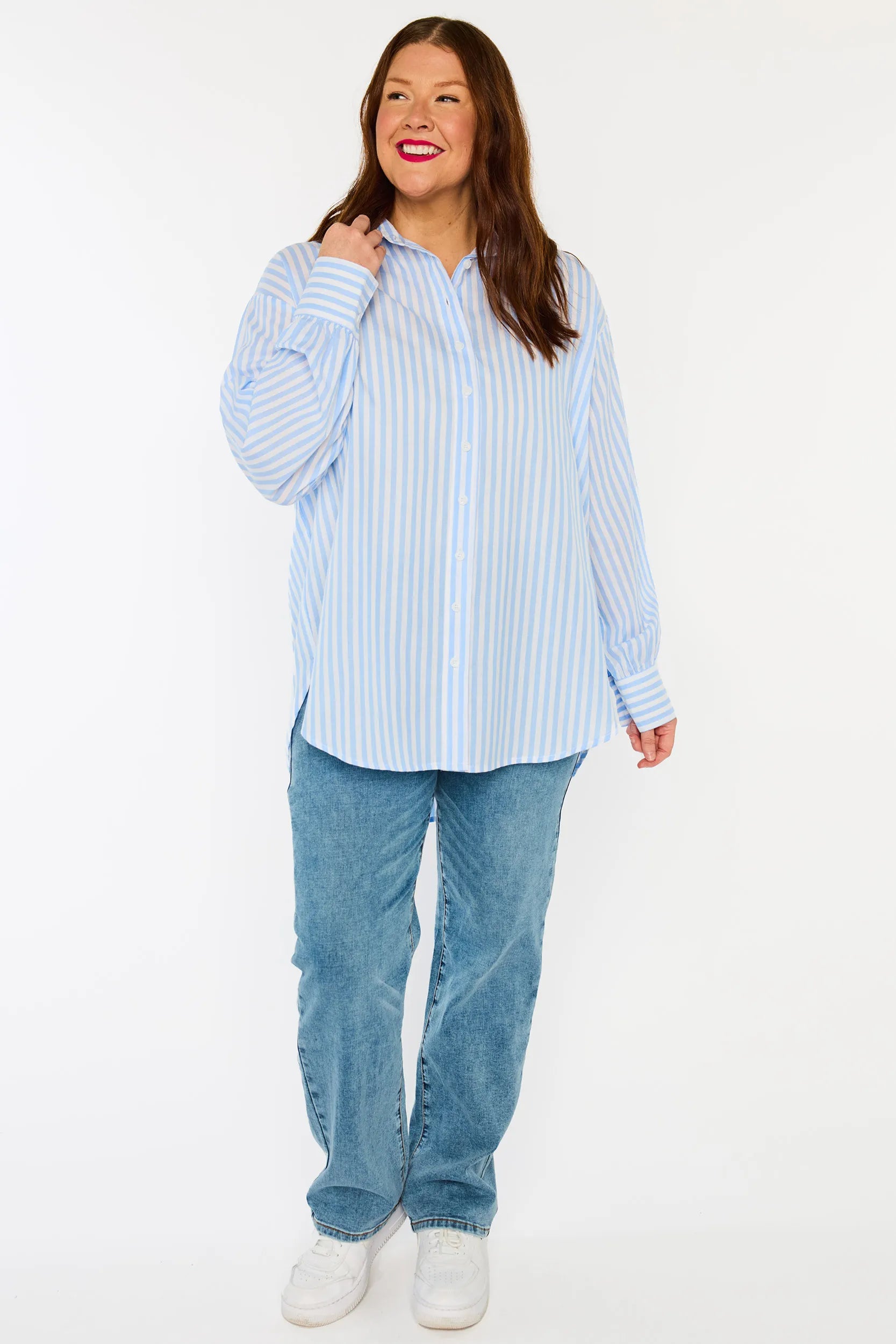 Sadie Blue Stripe Shirt – Blue top