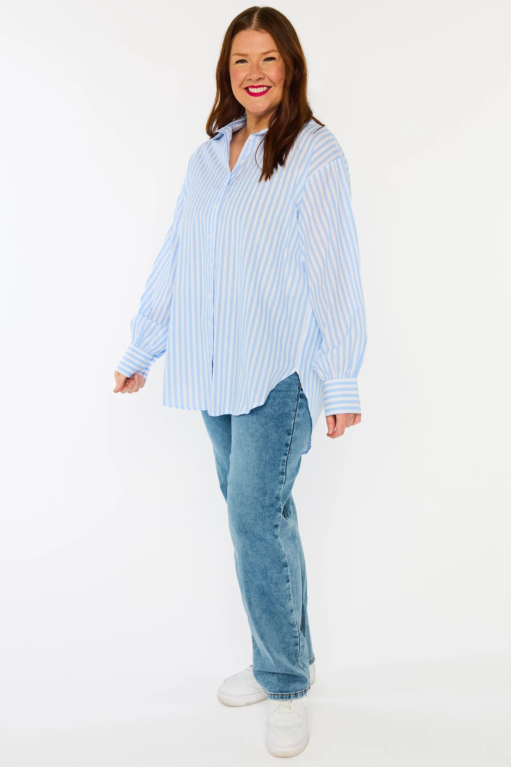 Sadie Blue Stripe Shirt – Blue top
