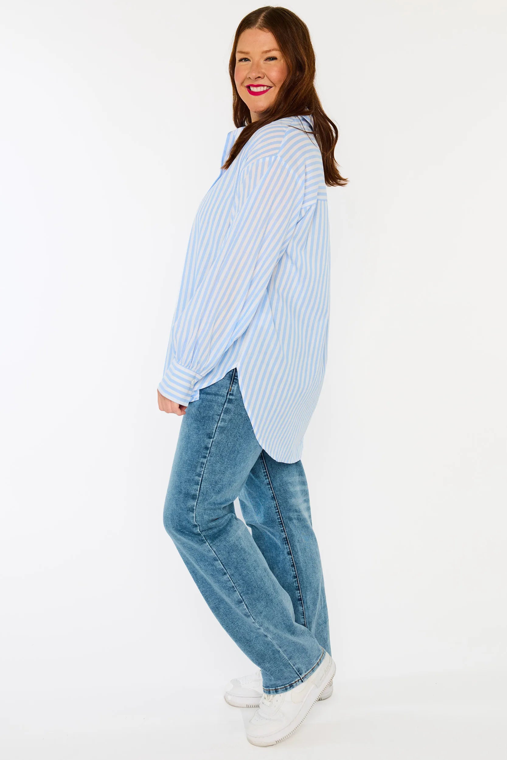 Sadie Blue Stripe Shirt – Blue top