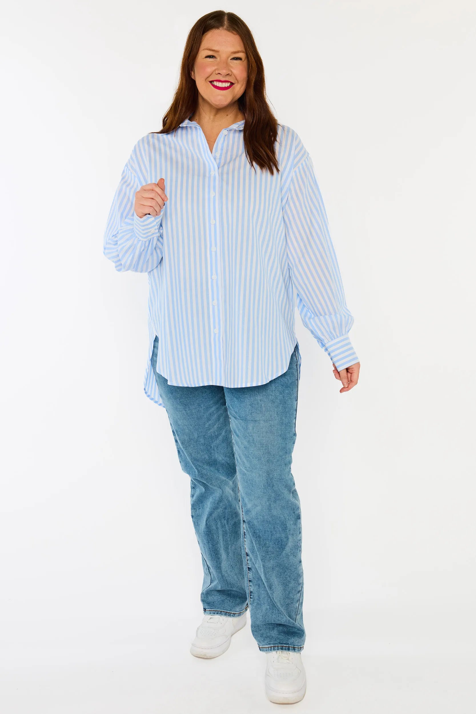 Sadie Blue Stripe Shirt – Blue top