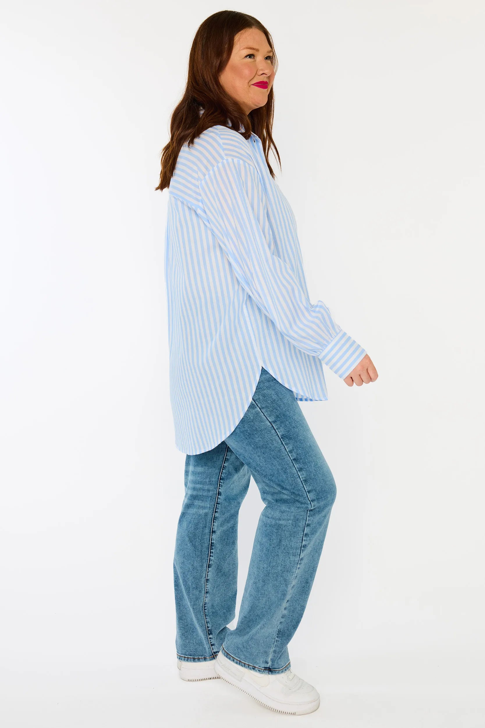Sadie Blue Stripe Shirt – Blue top