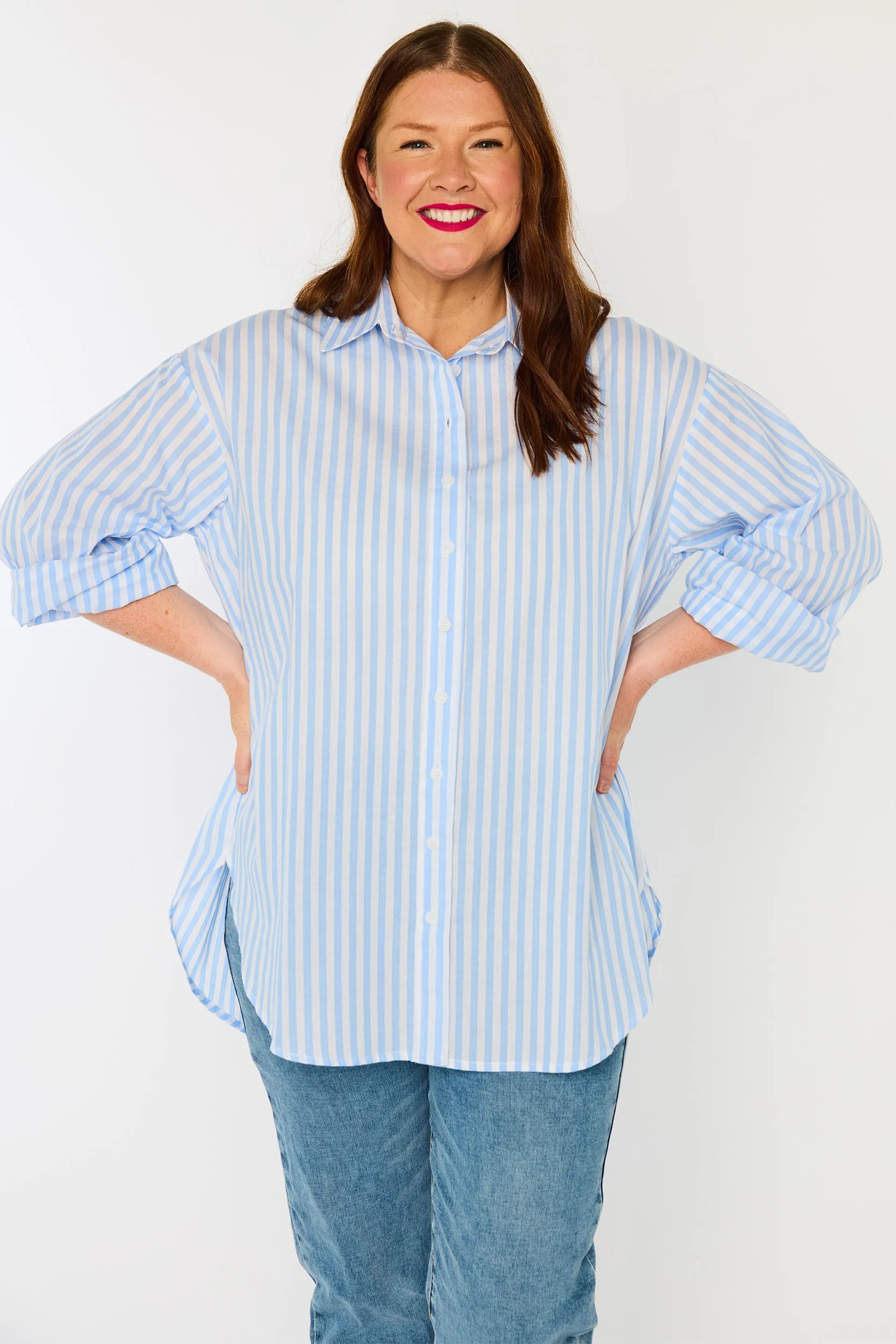 Sadie Blue Stripe Shirt – Blue top