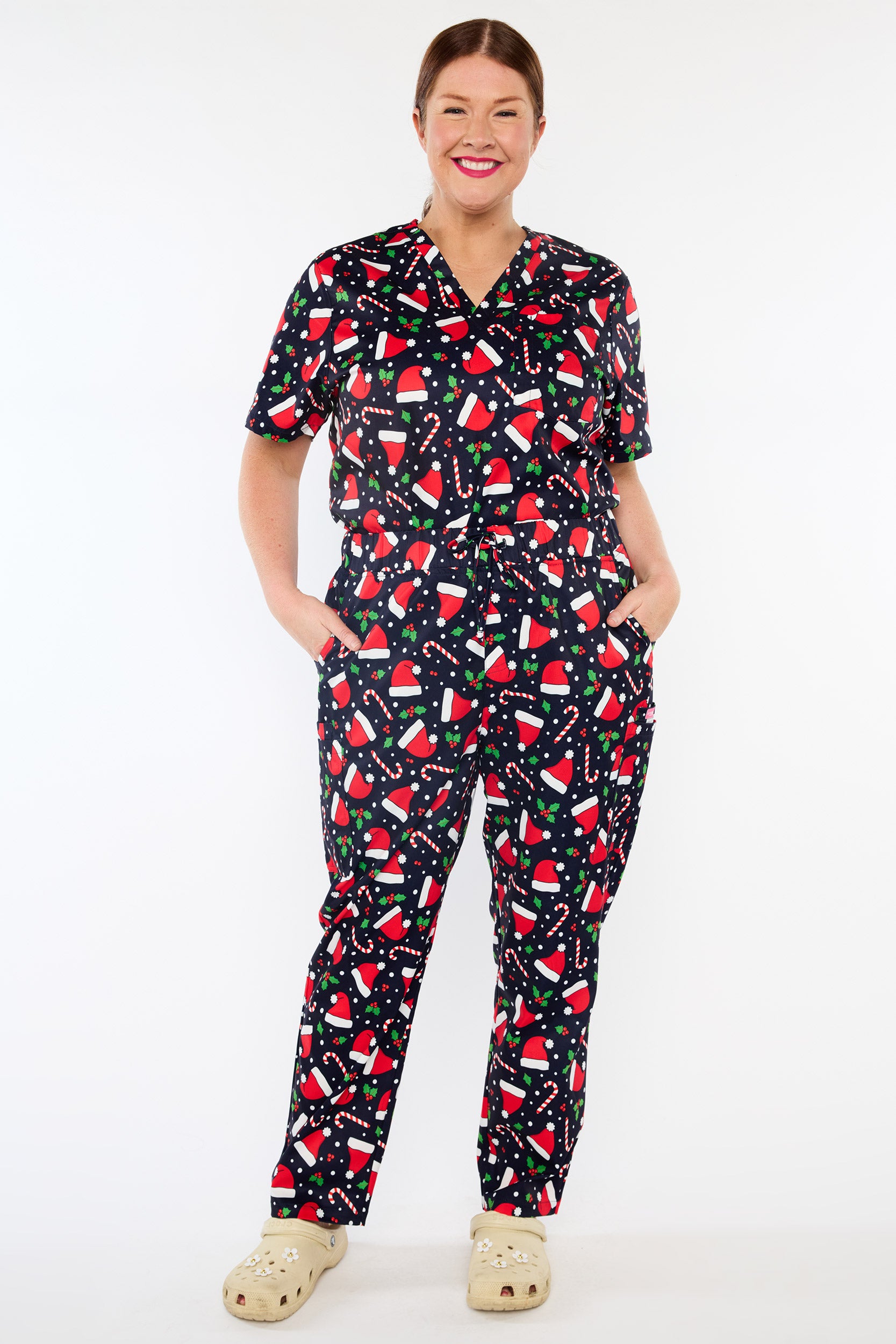 Cristina Santa Hats Christmas Scrub Pant (Pre-Order)
