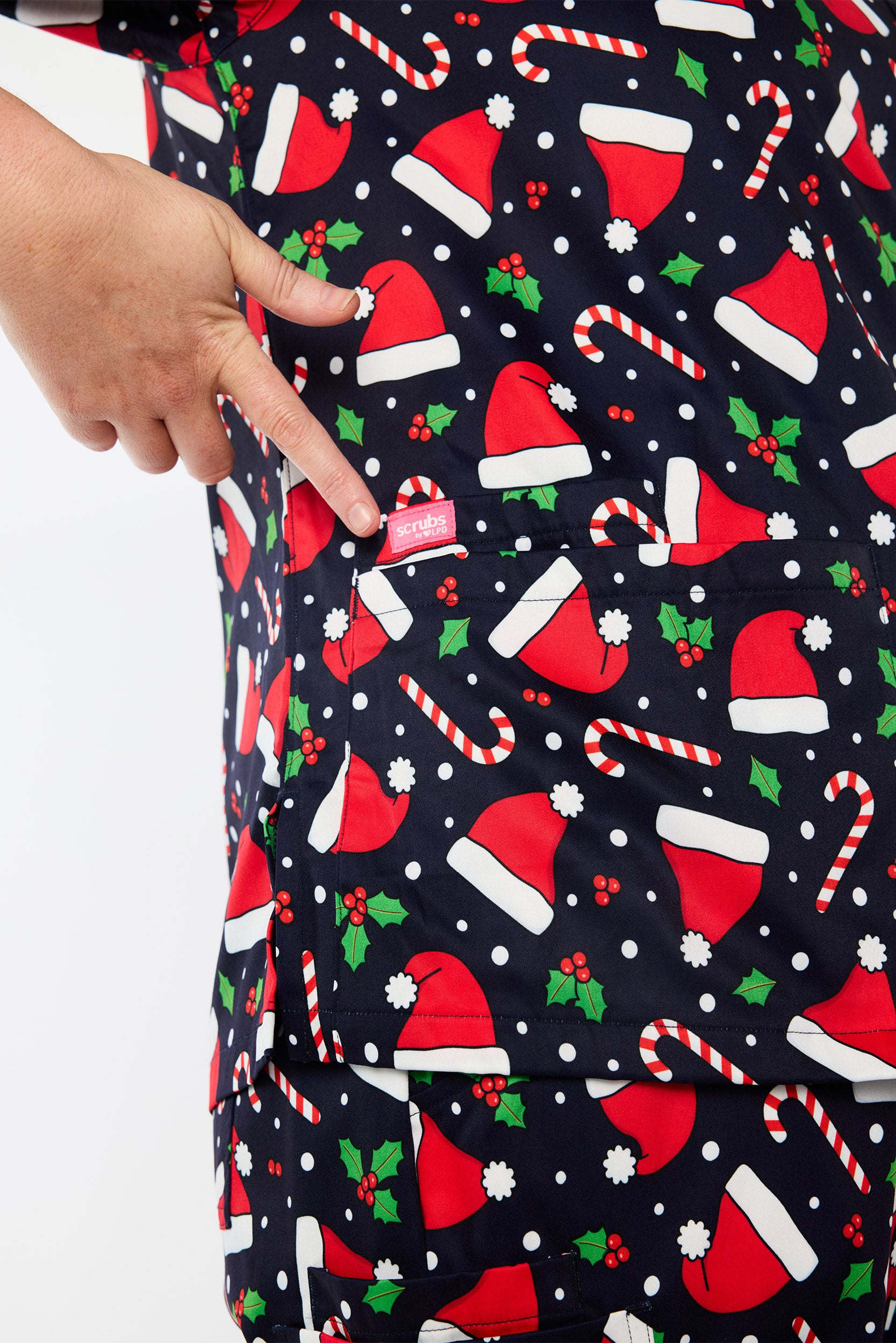 Meredith Santa Hats Christmas Scrub Top (Pre-Order)