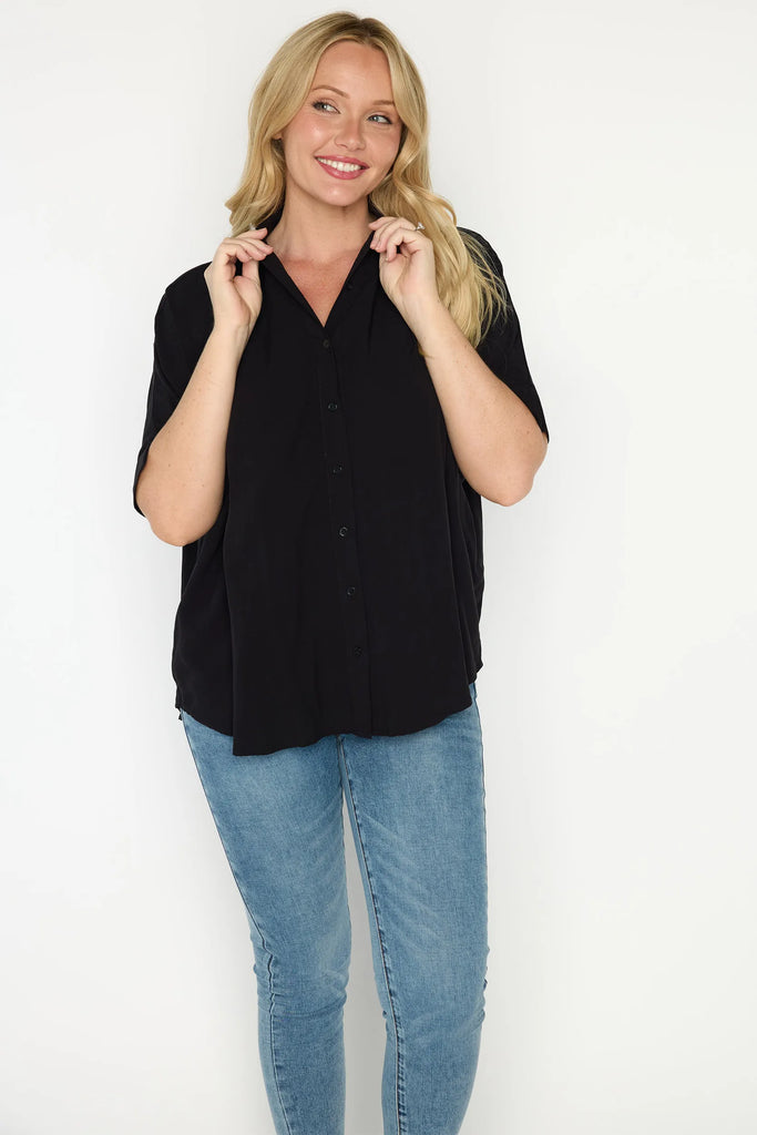 Simone Black Shirt | Little Party Dress