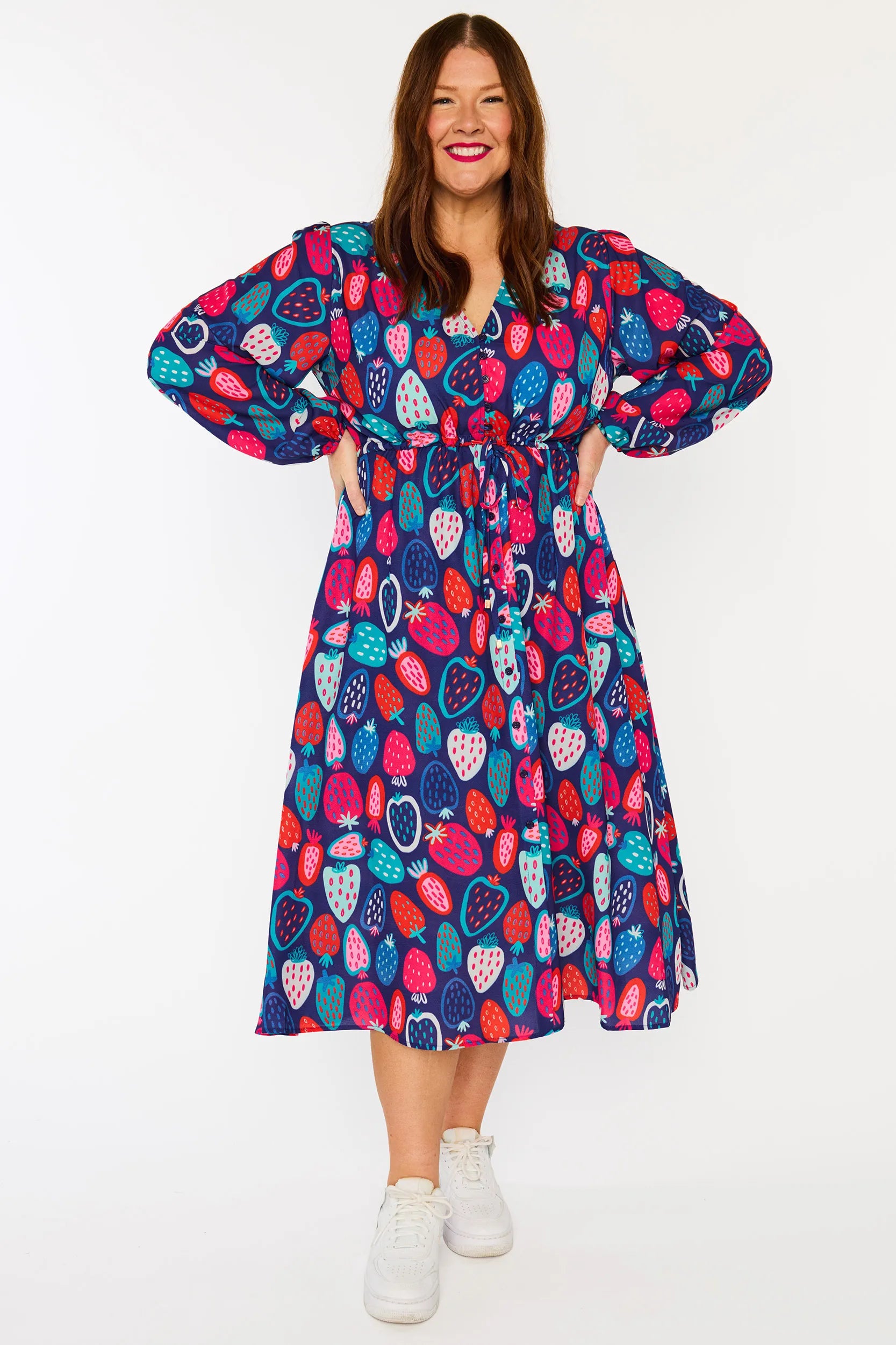 Marlene Strawberry Party Dress – Strawberry Party midi dress