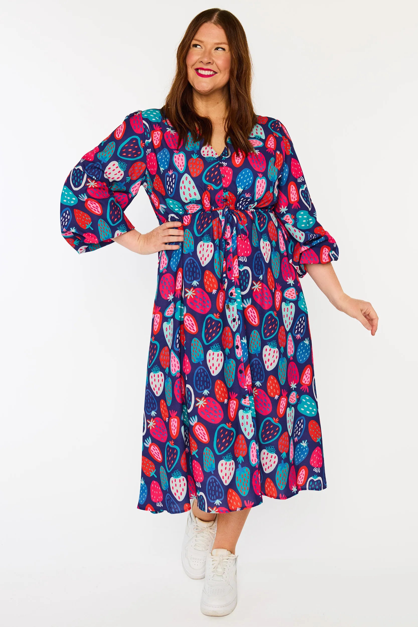 Marlene Strawberry Party Dress – Strawberry Party midi dress