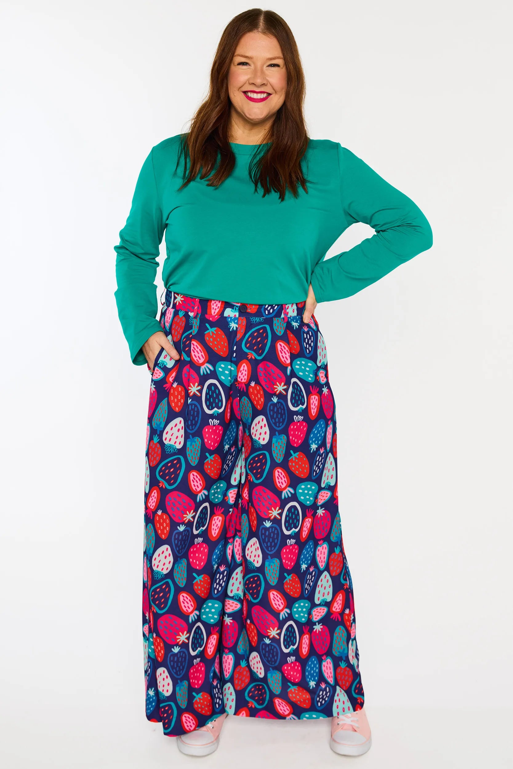 Zoey Strawberry Party Pant – Strawberry Party wide leg pants