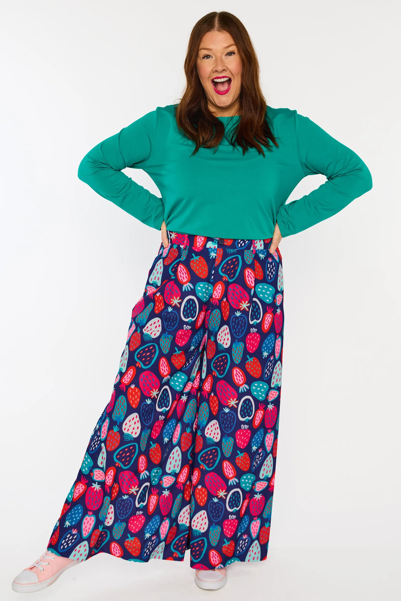 Zoey Strawberry Party Pant – Strawberry Party wide leg pants