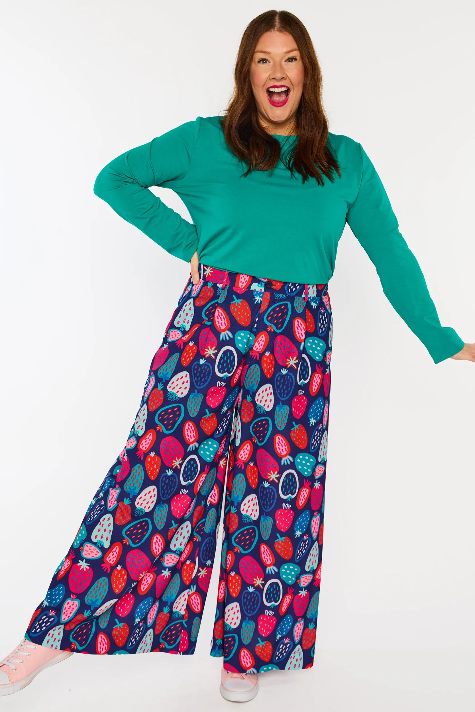 Zoey Strawberry Party Pant – Strawberry Party wide leg pants