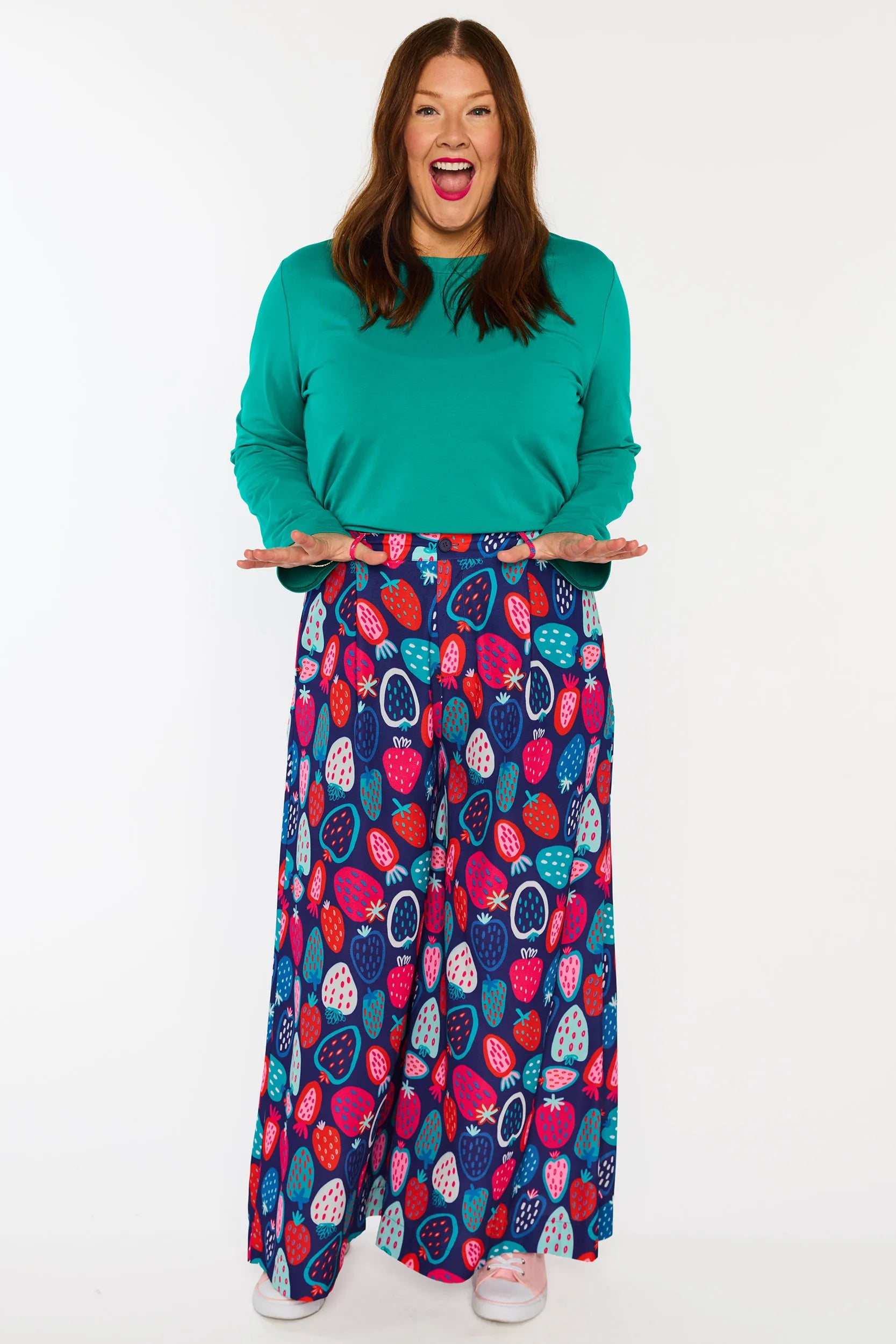 Zoey Strawberry Party Pant – Strawberry Party wide leg pants