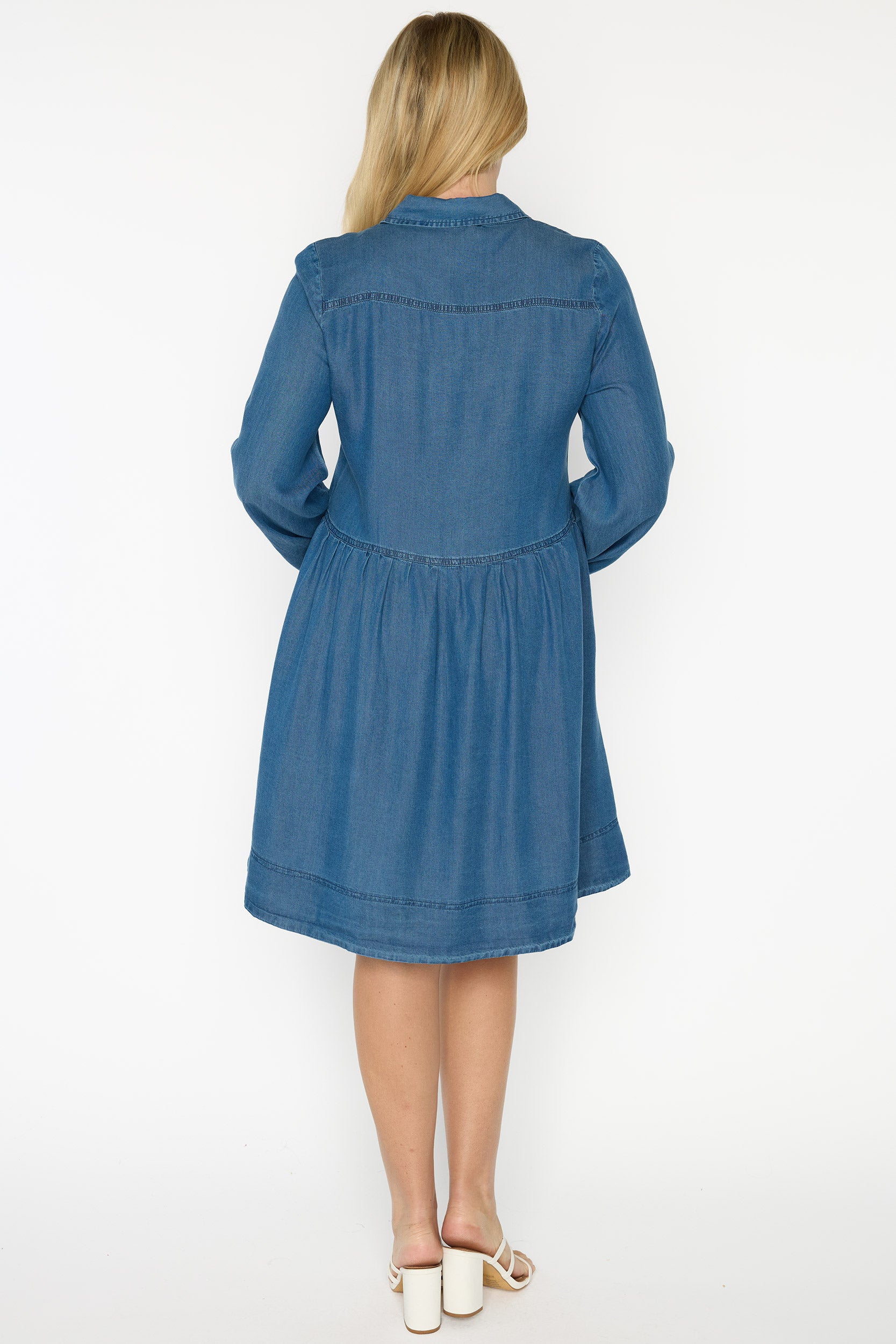 Tanzie Chambray Dress – Chambray knee length dress