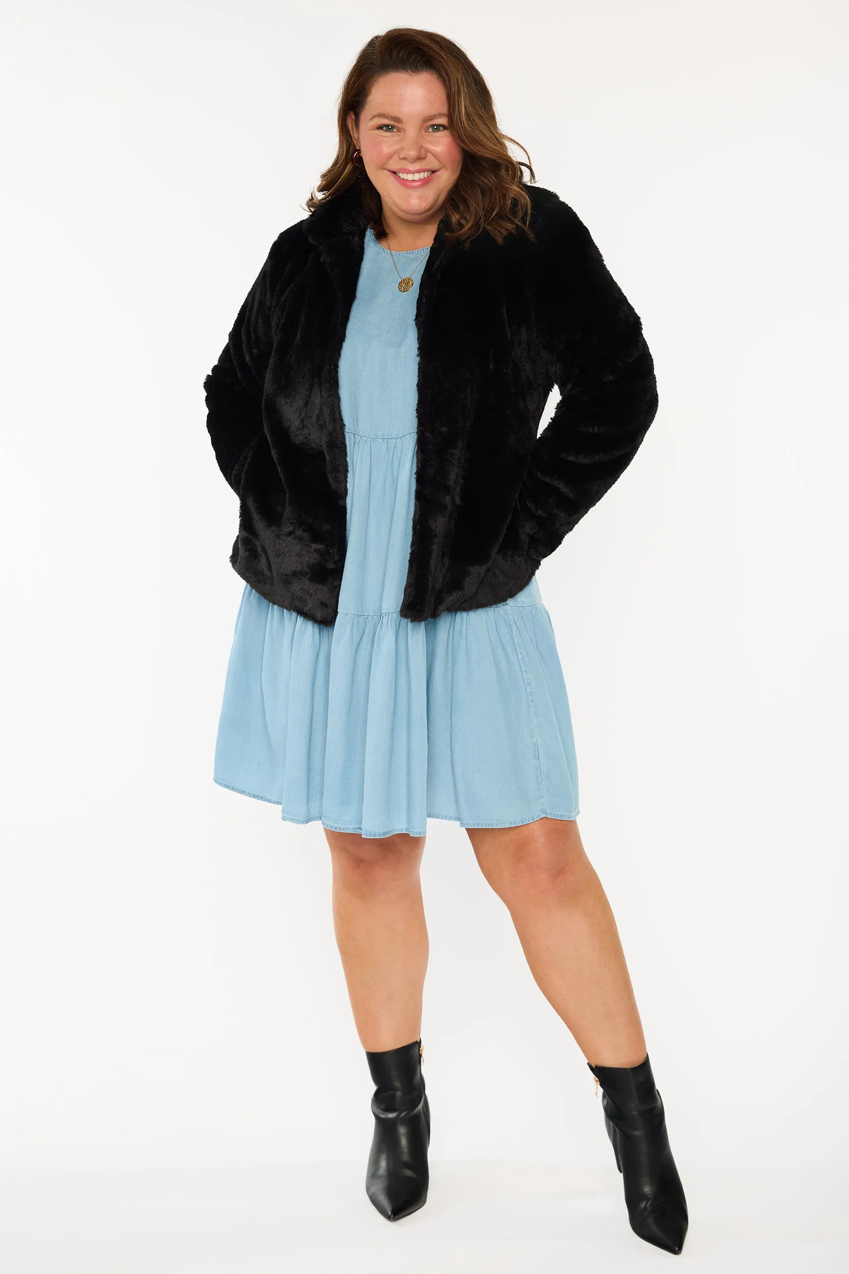 Tommy Black Fluffy Jacket – Black denim jacket