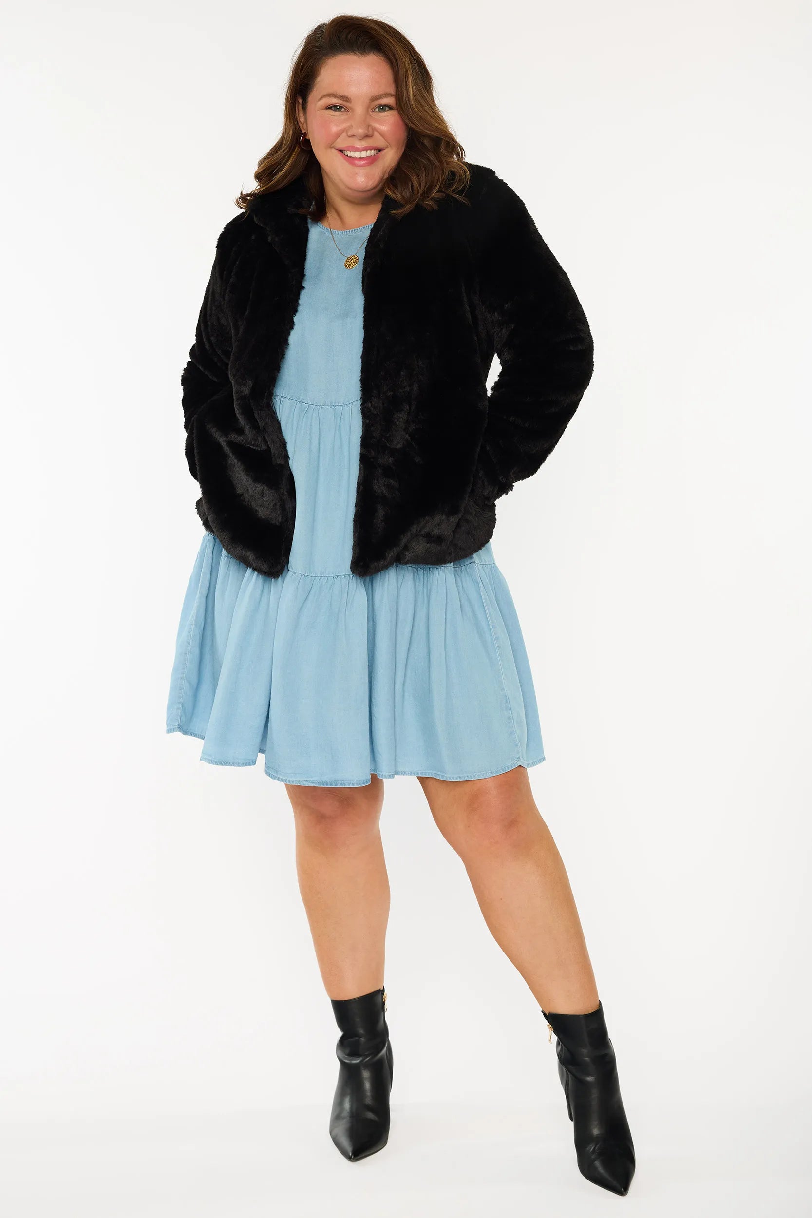 Tommy Black Fluffy Jacket – Black denim jacket
