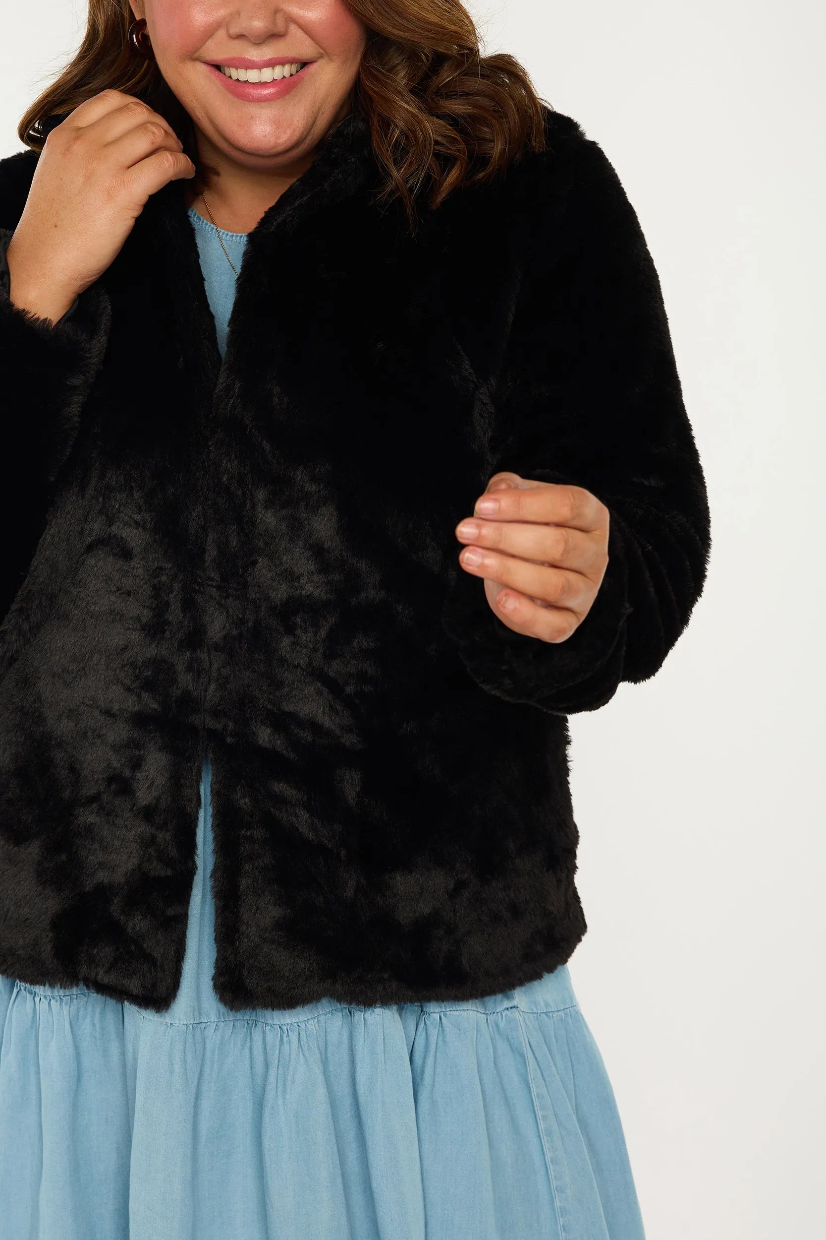 Tommy Black Fluffy Jacket – Black denim jacket