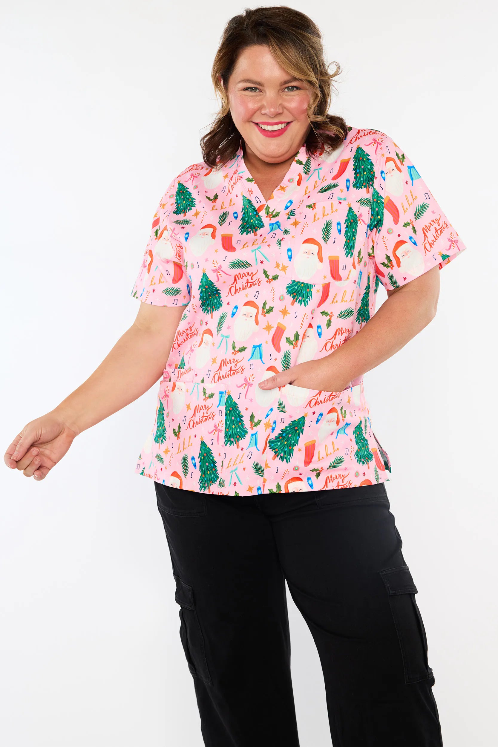 Meredith Vintage Christmas Scrub Top (Pre-Order)