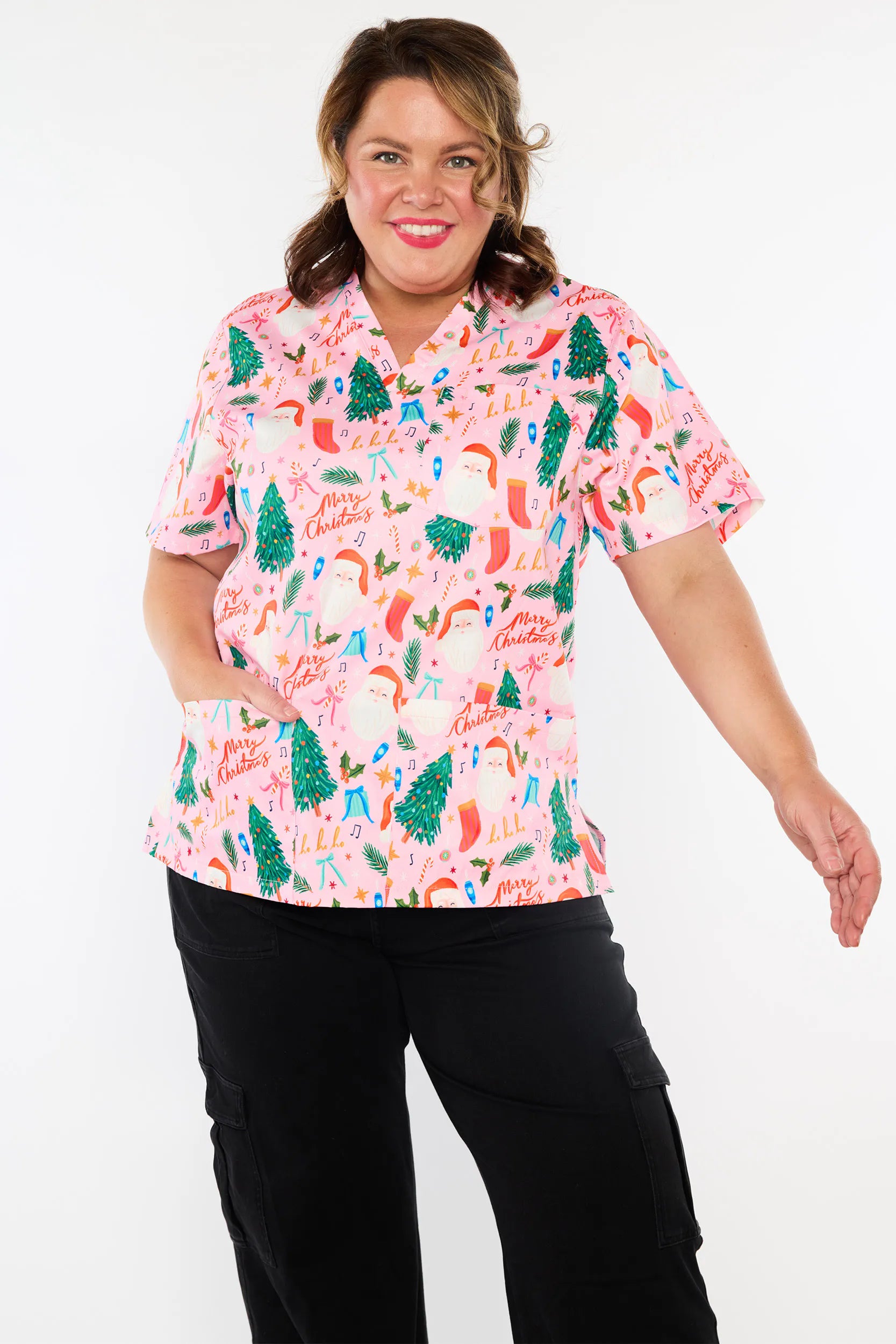Meredith Vintage Christmas Scrub Top (Pre-Order)