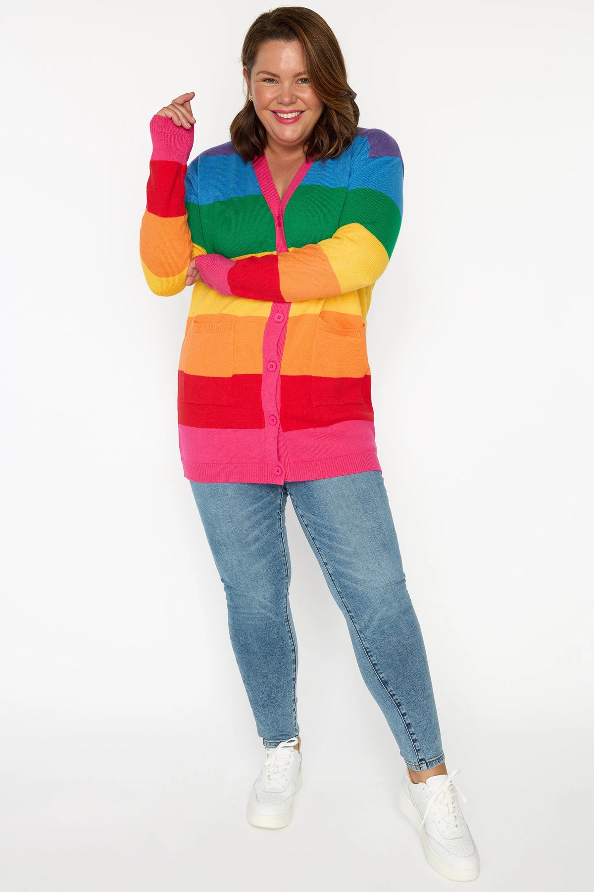 Vivid Rainbow Stripe Cardigan – Rainbow Stripe cardigan