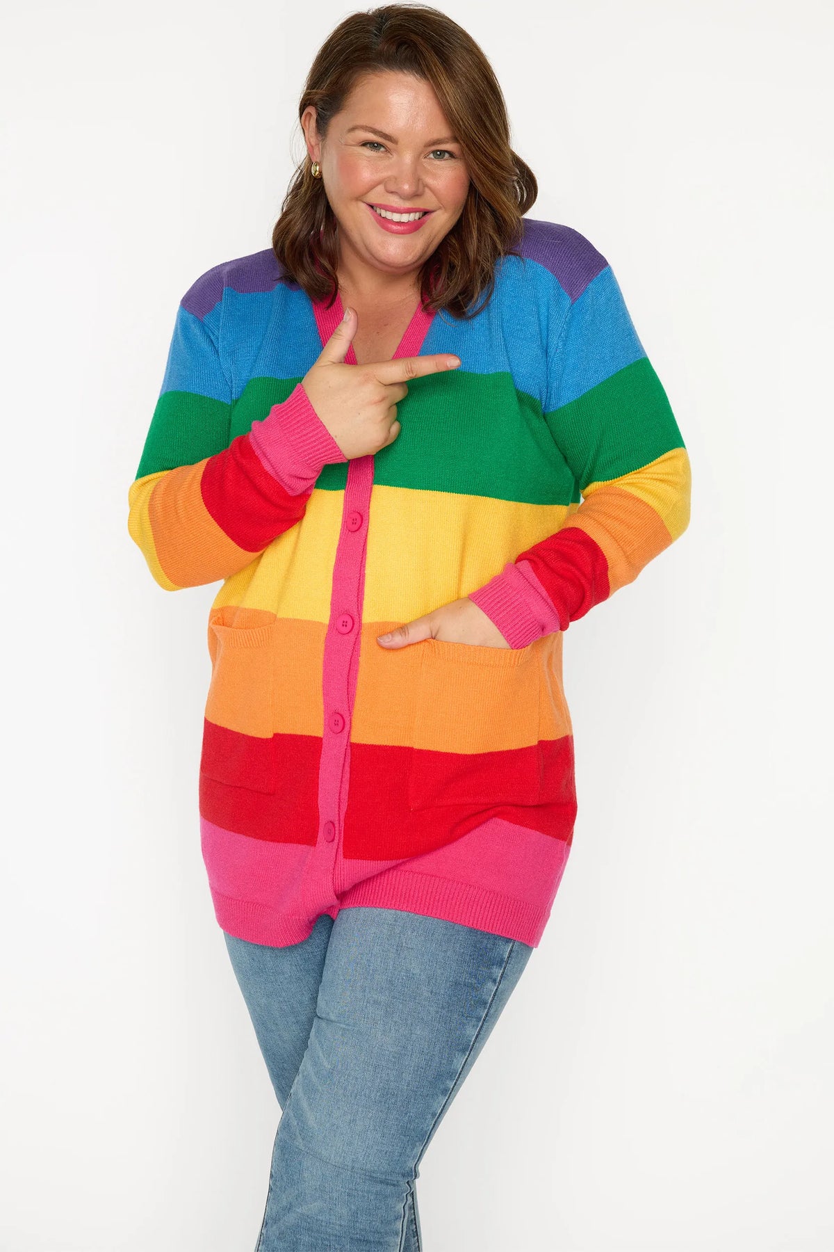 Vivid Rainbow Stripe Cardigan – Rainbow Stripe cardigan