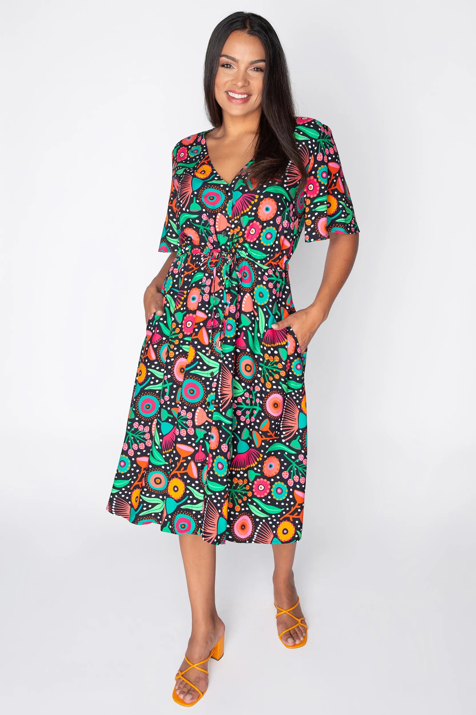 Jaz Wattle Wonderland Dress – Wattle Wonderland knee length dress