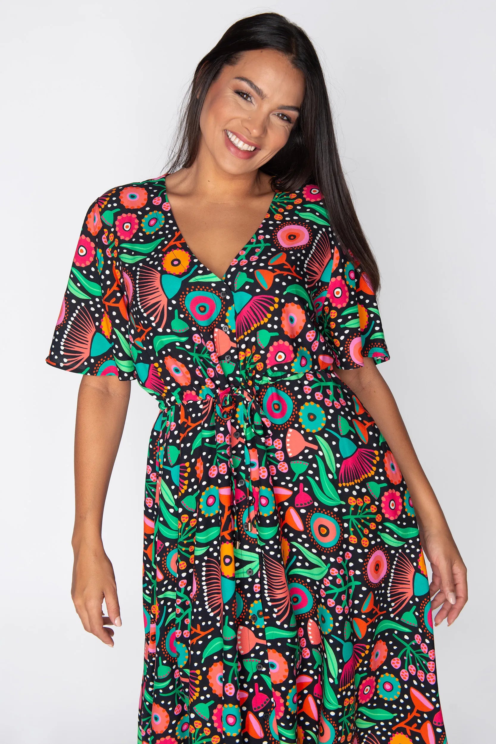 Jaz Wattle Wonderland Dress – Wattle Wonderland knee length dress