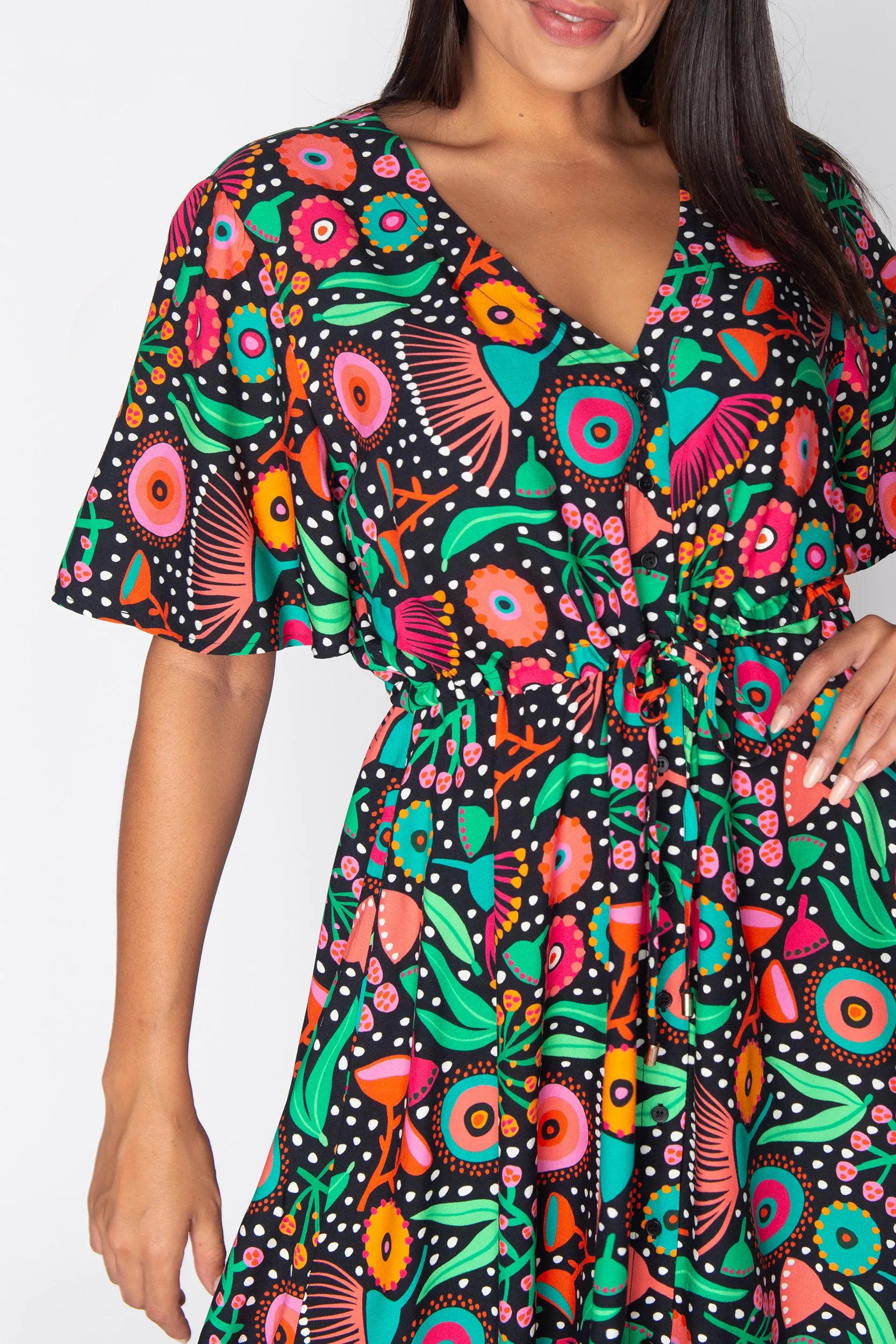 Jaz Wattle Wonderland Dress – Wattle Wonderland knee length dress