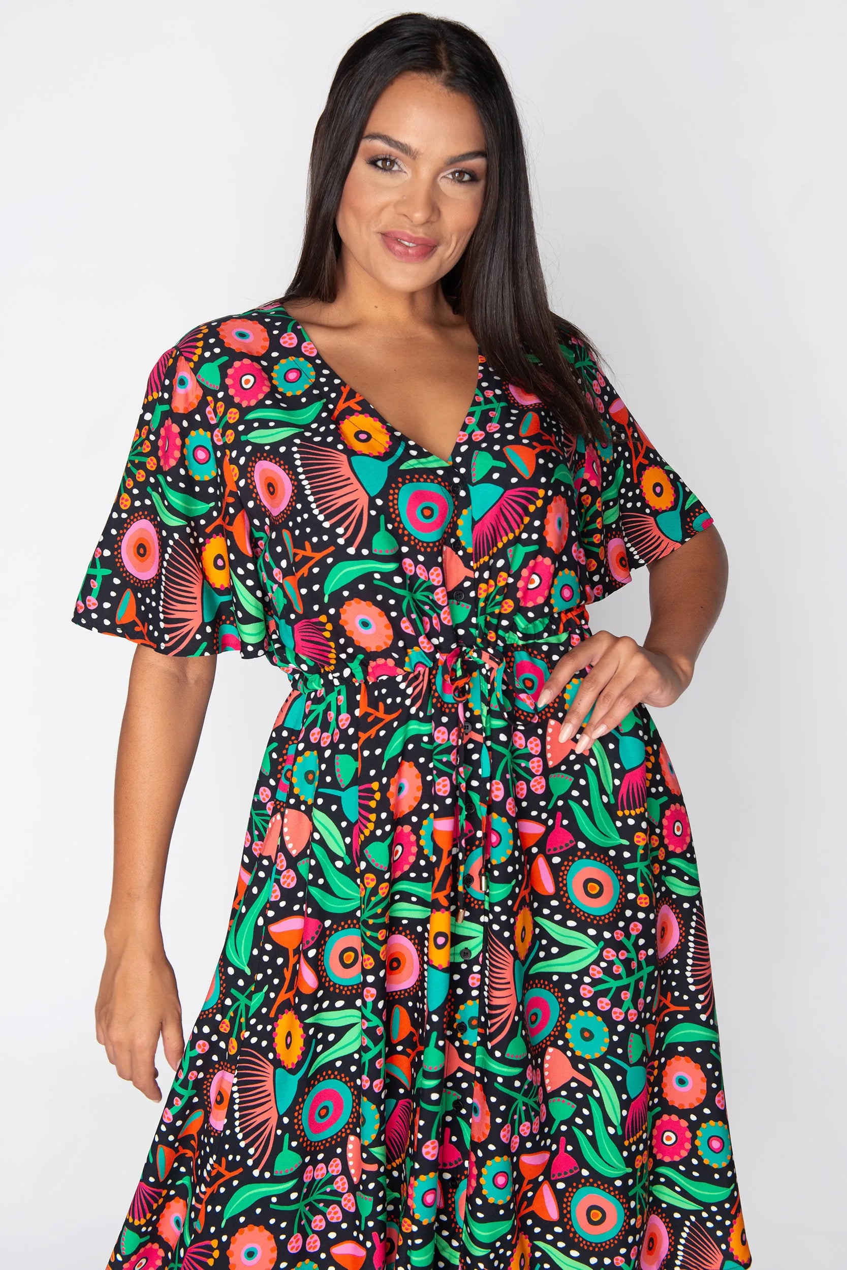 Jaz Wattle Wonderland Dress – Wattle Wonderland knee length dress