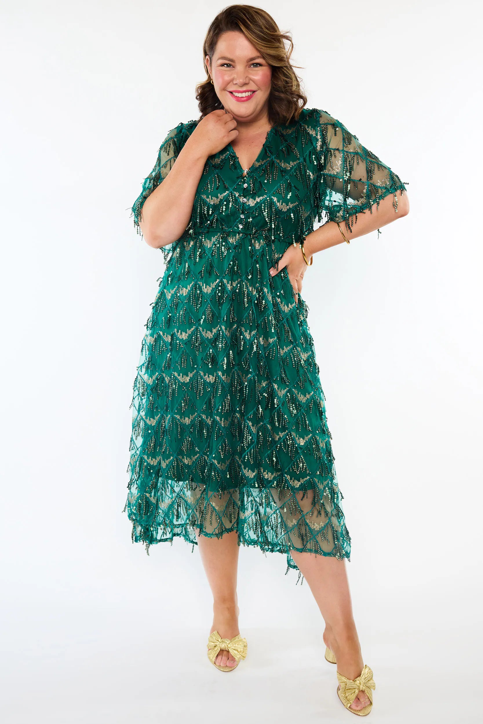 Wonderful Forest Green Party Dress