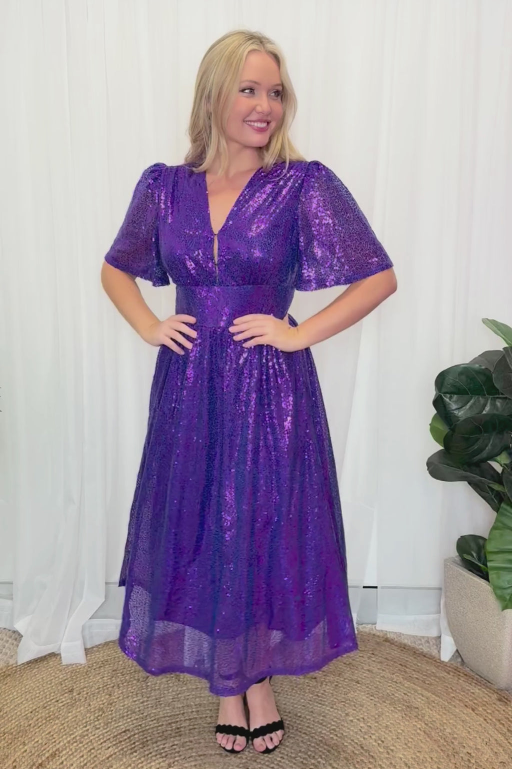 fitted lace wedding dress Avril Sequin Mini Dress - Purple