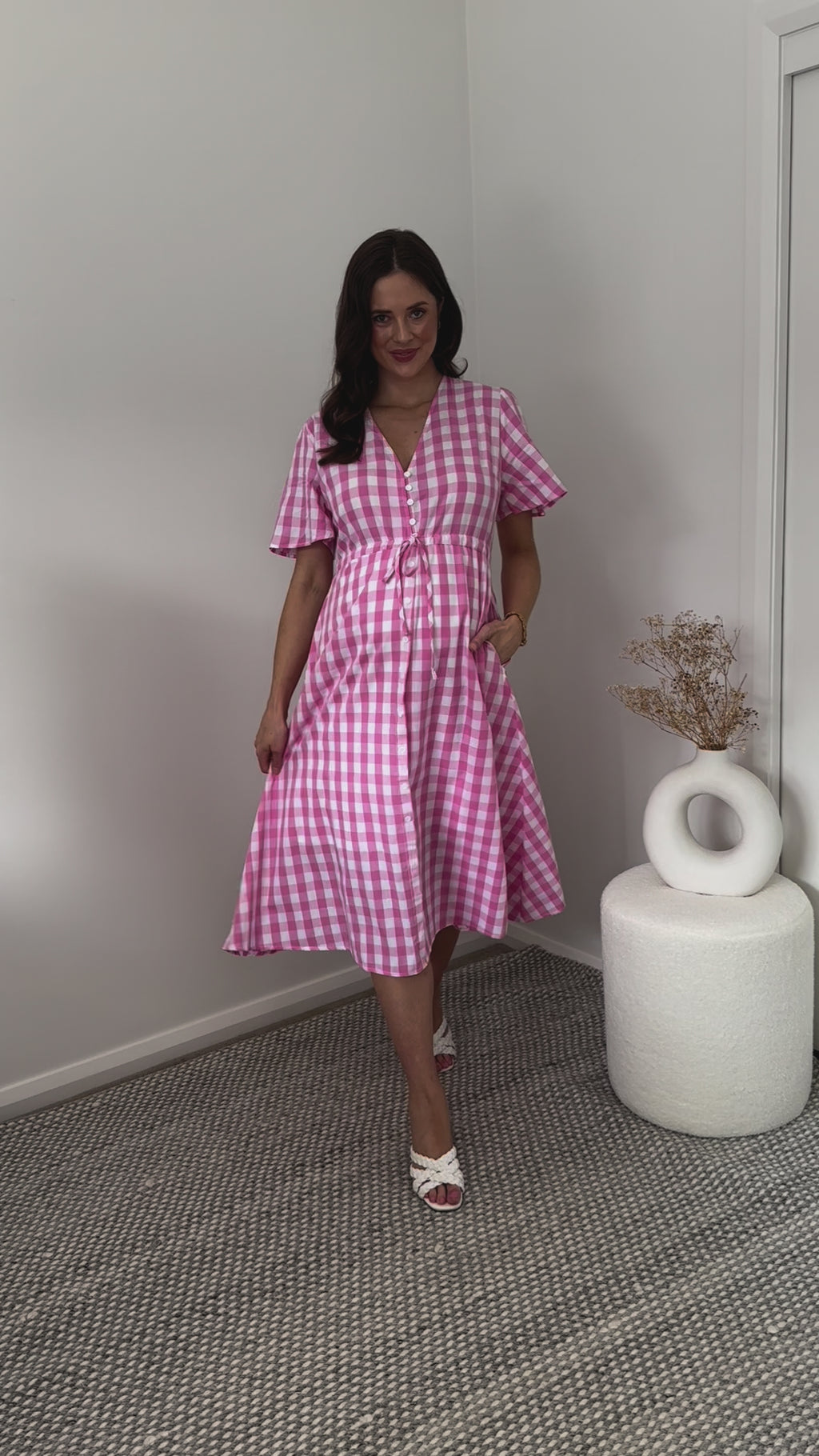pink gingham dress australia Vera Mini Gingham Light Pink and White Dress Festival Cotton Summer   Runway Goddess