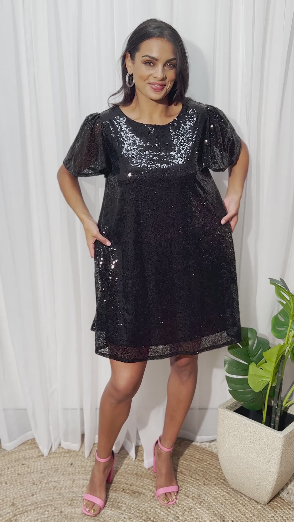 Taylor Black Sequin Dress