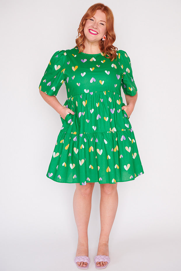 Isadora Green Hearts Dress – Green Hearts mini dress