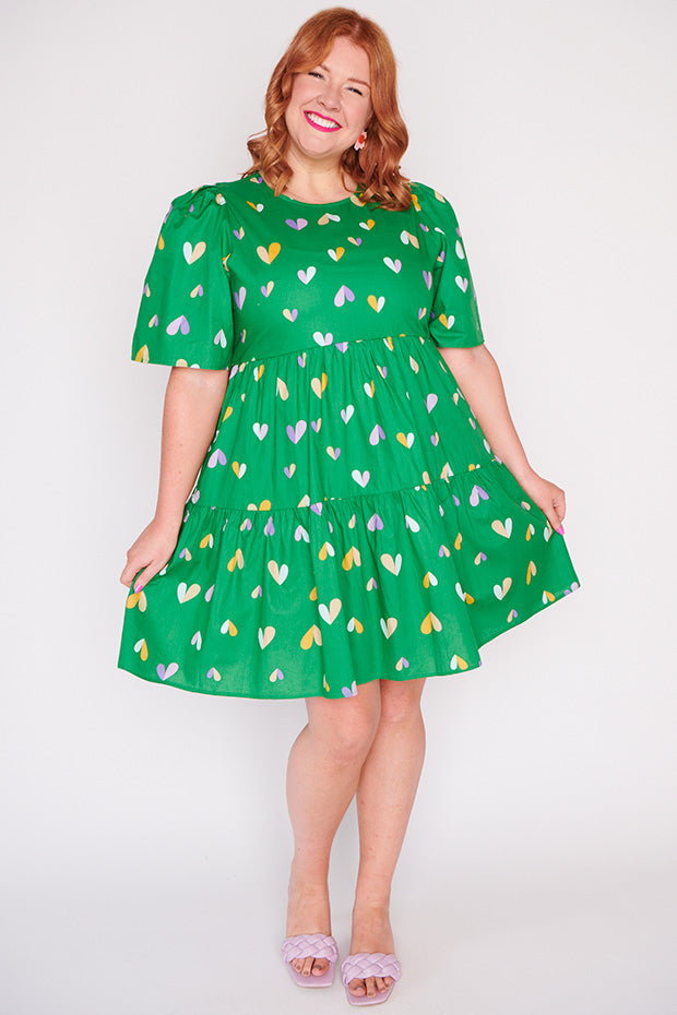 Isadora Green Hearts Dress – Green Hearts mini dress