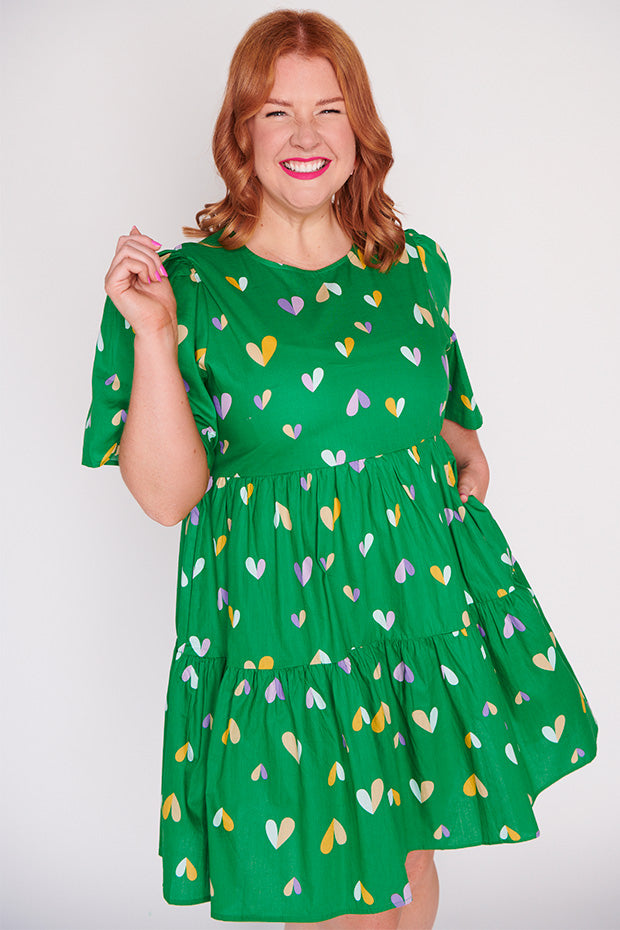 Isadora Green Hearts Dress – Green Hearts mini dress