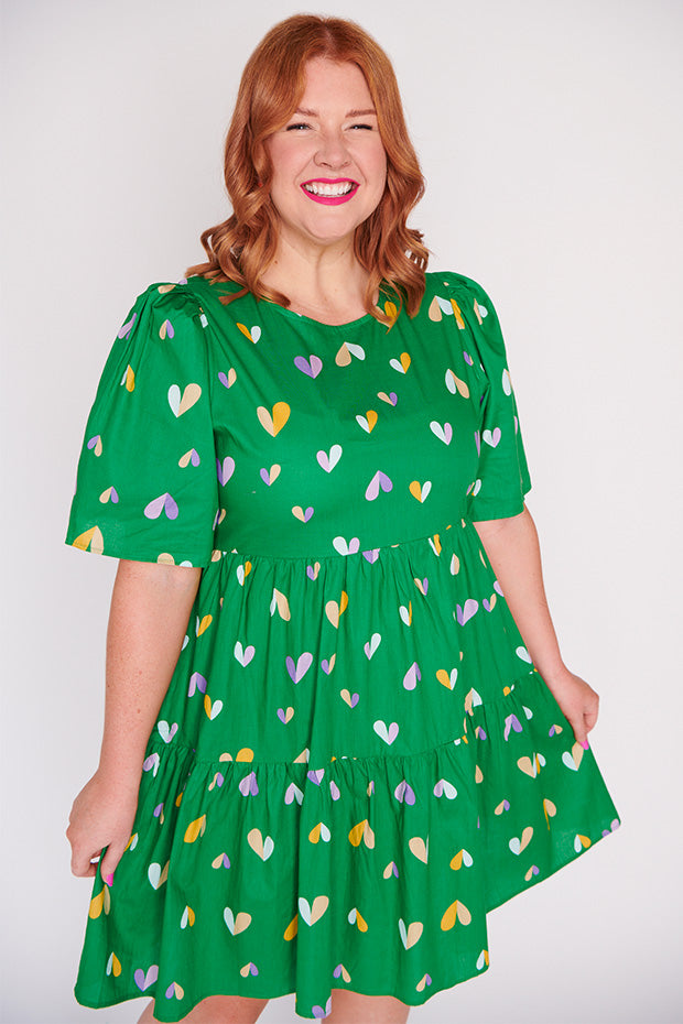 Isadora Green Hearts Dress – Green Hearts mini dress