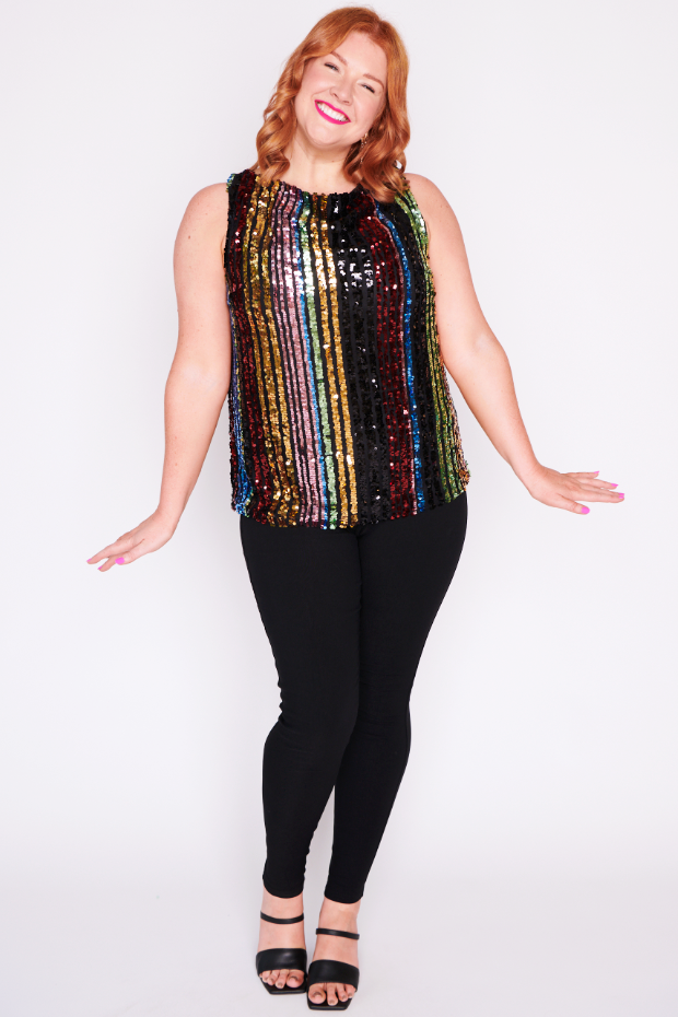 Olive Stripe Sequins Top – Stripe Sequins top