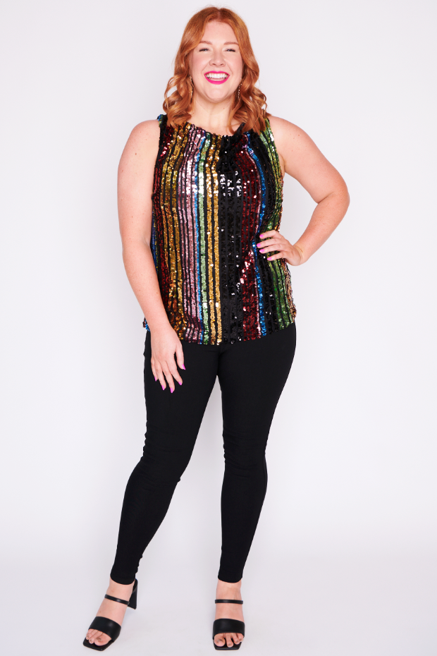 Olive Stripe Sequins Top – Stripe Sequins top