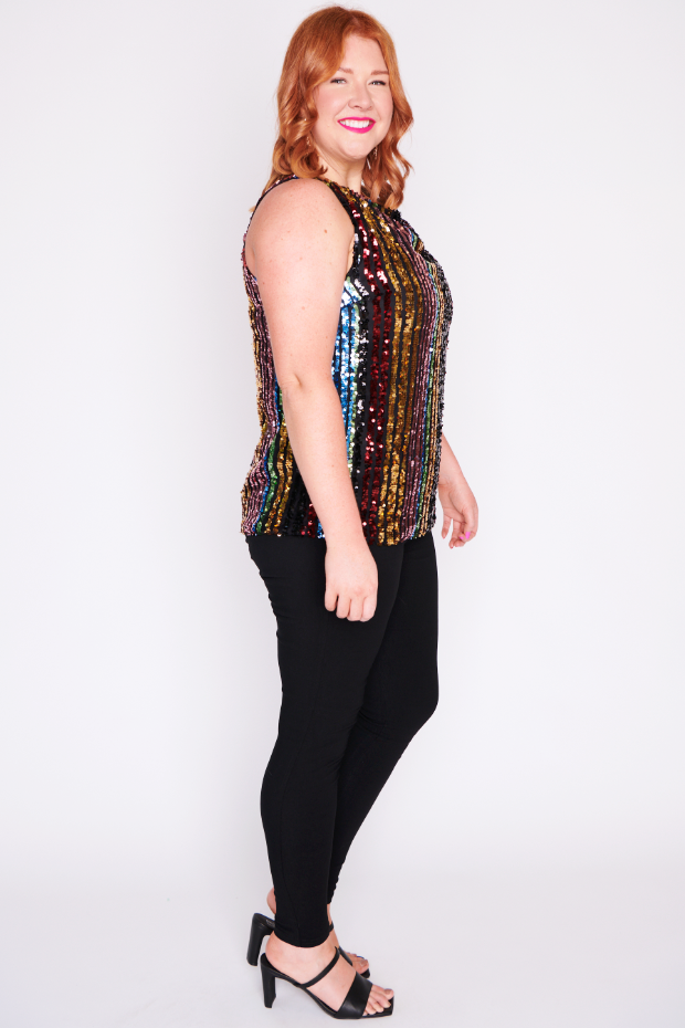 Olive Stripe Sequins Top – Stripe Sequins top
