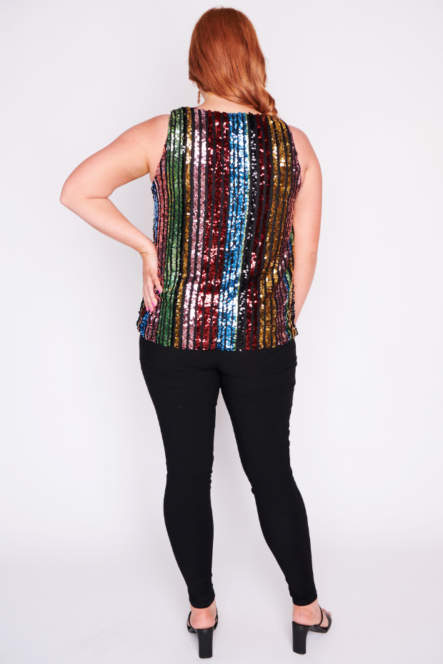 Olive Stripe Sequins Top – Stripe Sequins top
