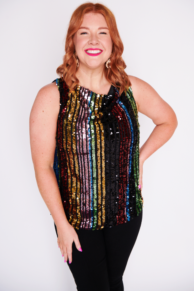 Olive Stripe Sequins Top – Stripe Sequins top