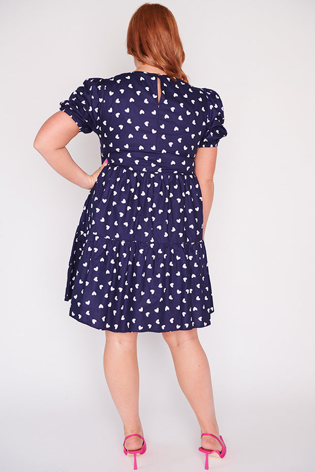 Phoebe Navy & White Hearts Dress – Navy & White Hearts mini dress