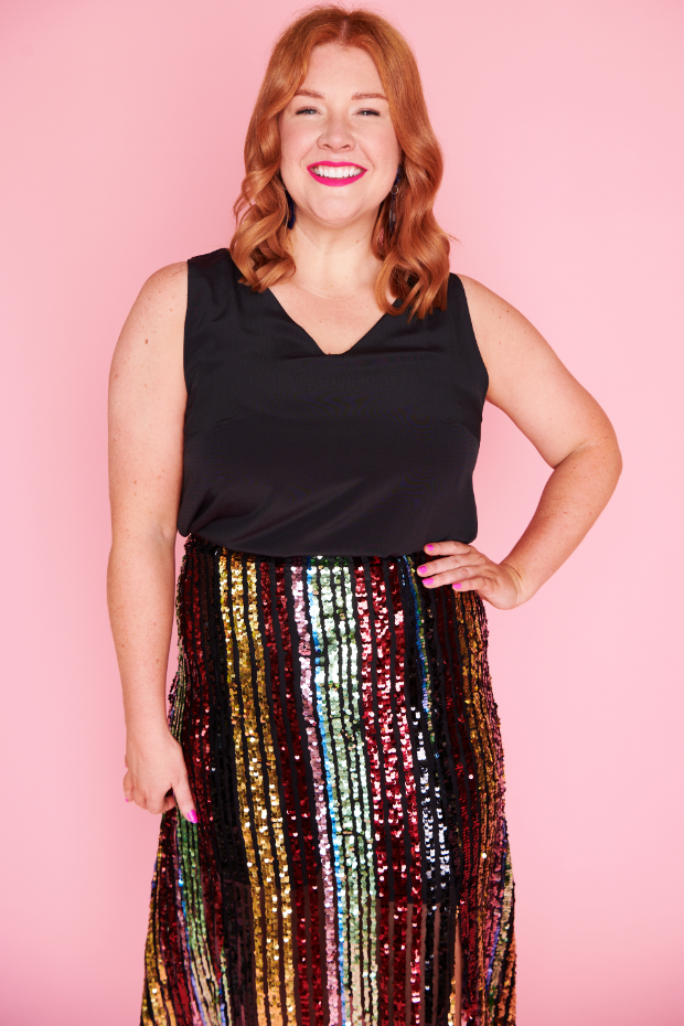 Stripe sequin maxi sales skirt