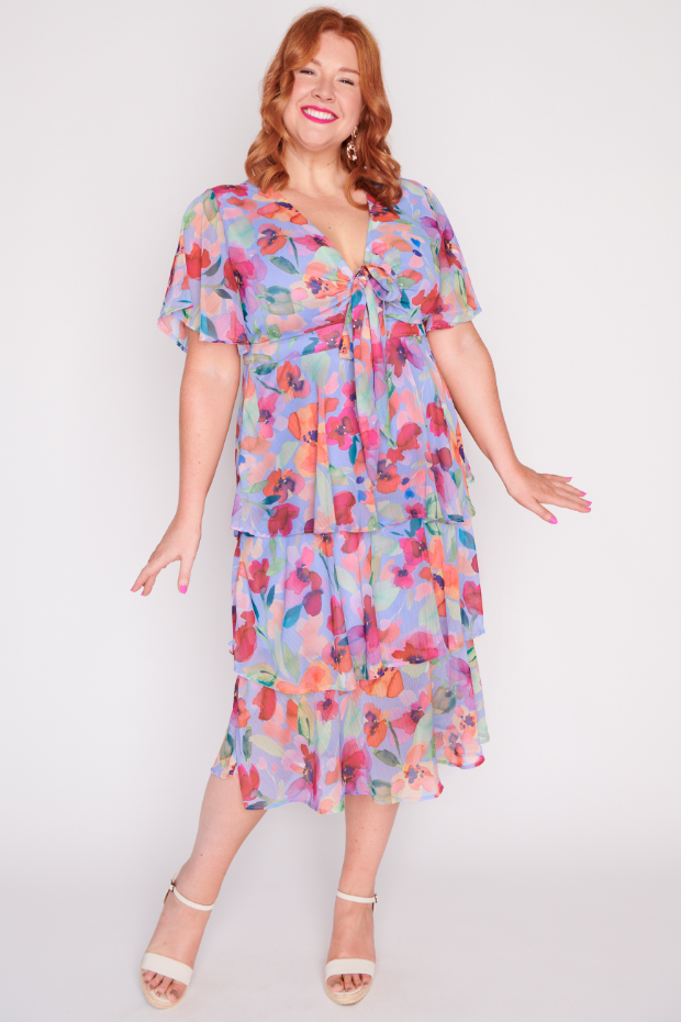 Rowen Whimsical Water Colour Dress – Whimsical Water Colour midi dress
