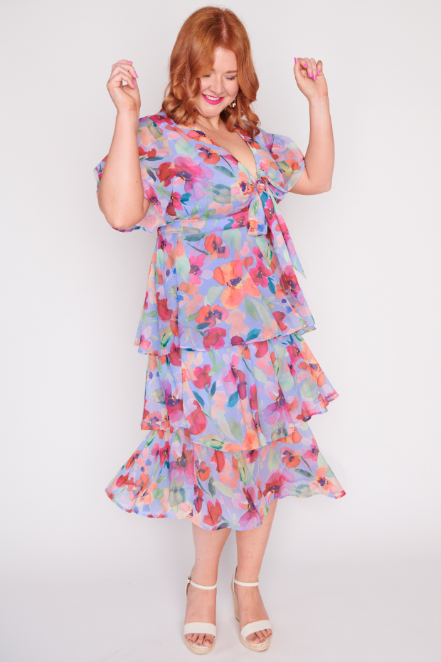 Rowen Whimsical Water Colour Dress – Whimsical Water Colour midi dress