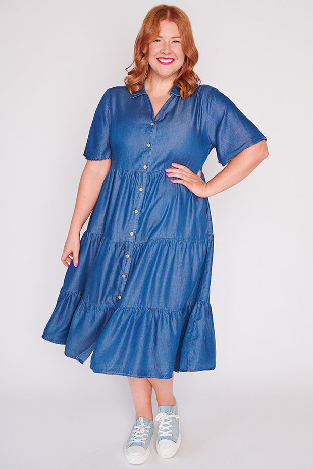 Tammie Chambray Dress – Chambray midi dress