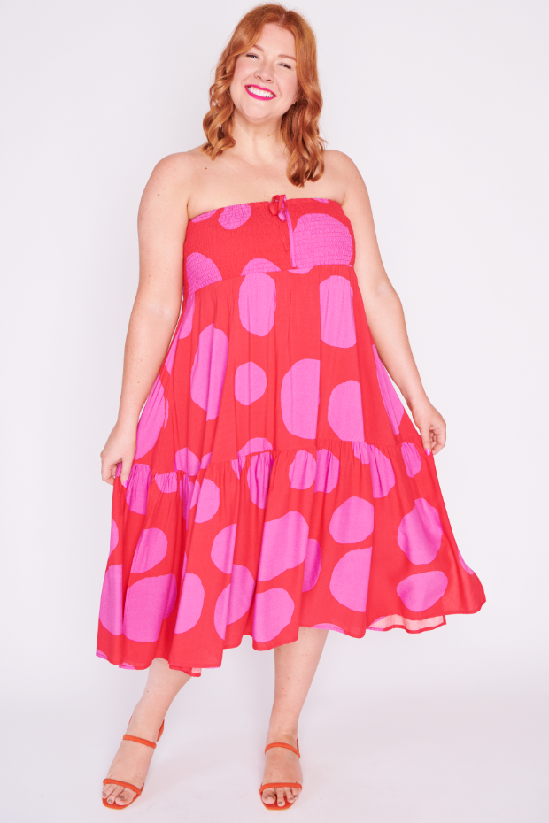 Willy Splotched Pink & Red Skirt – Splotched Pink & Red maxi skirt